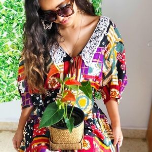 Amazing mix print vintage maxi dress !!